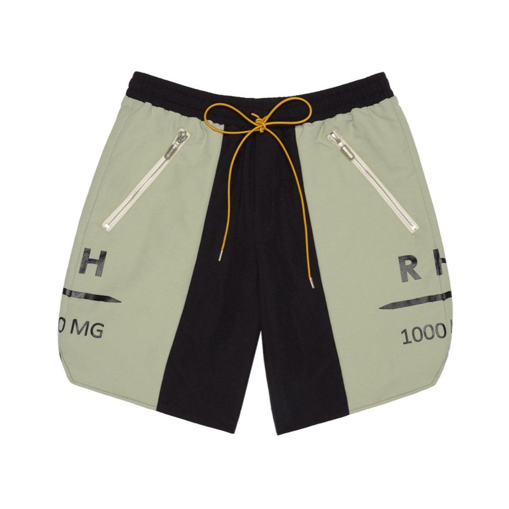 Rhude SSENSE Exclusive Black and Green Soho House Edition Nylon Shorts